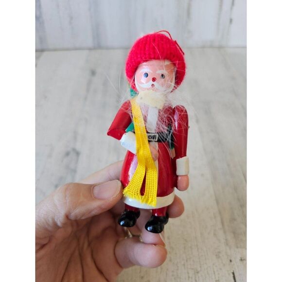 Wooden Santa vintage ornament backpack Xmas tree - Picture 1 of 8
